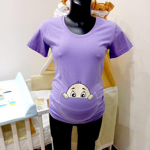 Kismama póló kukucs lila rövid ujjú