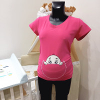 Kismama póló kukucs pink rövid ujjú