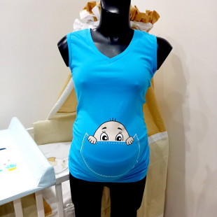 Kismama póló ujjatlan kukucs - türkiz