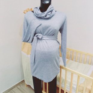Kismama kötött ruha kiegészítőkkel szürke