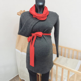 Kismama kötött ruha kiegészítőkkel sötétszürke