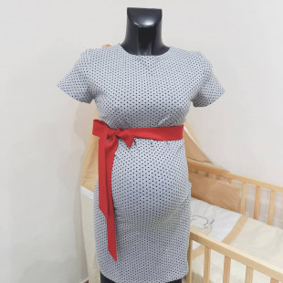 Kismama pettyes tunika piros övvel