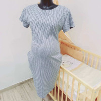 Kismama zsebes ruha - szürke pettyes