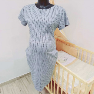 Kismama zsebes ruha - szürke pettyes