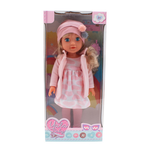 Játék baba kardigánban