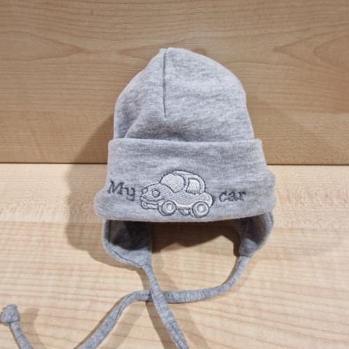 Újszülött pamut sapka - Szürke My car