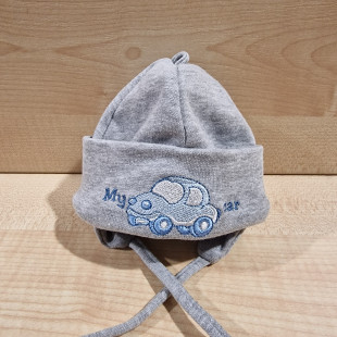 Pamut újszülött sapka - szürke my car
