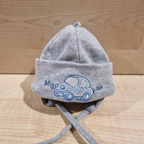 Pamut újszülött sapka - szürke my car