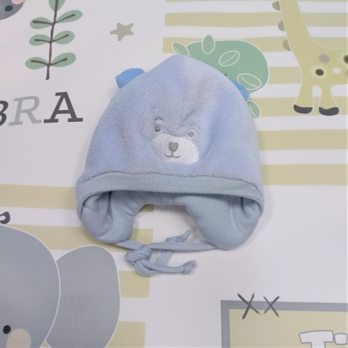 Rekro téli bébi sapka világoskék maci