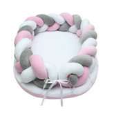 Fonott babafészek - rózsaszín-fehér-szürke