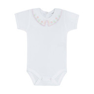 Scamp body rövid ujjú fehér - színes galléros