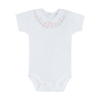 Scamp body rövid ujjú fehér - színes galléros