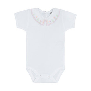 Scamp body rövid ujjú fehér - színes galléros