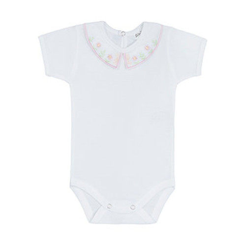 Scamp body rövid ujjú fehér - színes galléros