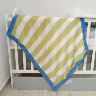 Scamp kötött takaró lustamintás türkiz-khaki-fehér