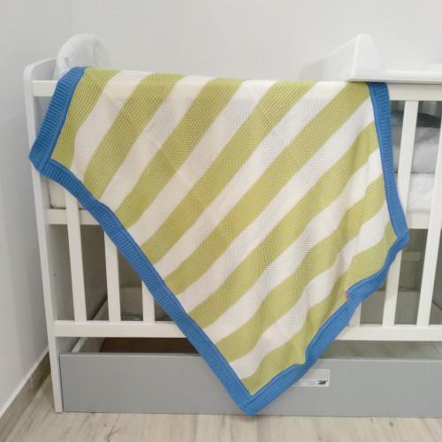 Scamp kötött takaró lustamintás türkiz-khaki-fehér