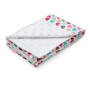 Scamp minky-vászon takaró díszdobozban - fehér-szívecskés