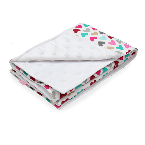 Scamp minky-vászon takaró díszdobozban - fehér-szívecskés