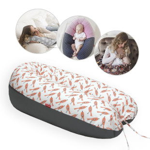 Scamp szoptatós párna pamut szürke-fehér madárka