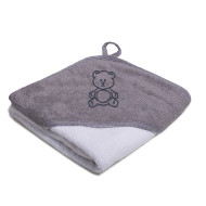 Bébi fürdőlepedő 80x80 - Szürke-fehér maci