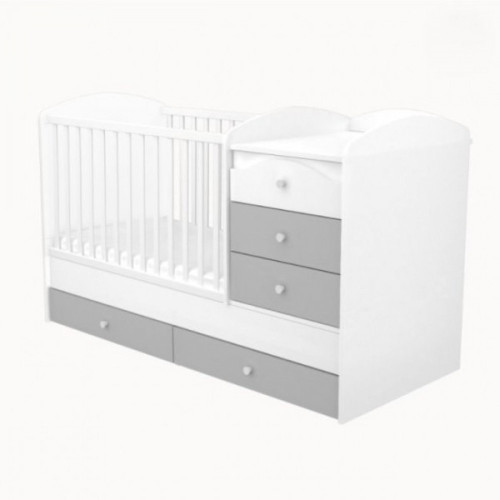 Ágy Erik maxi-kombi 5 fiókos ezüst-fehér összeszerelt