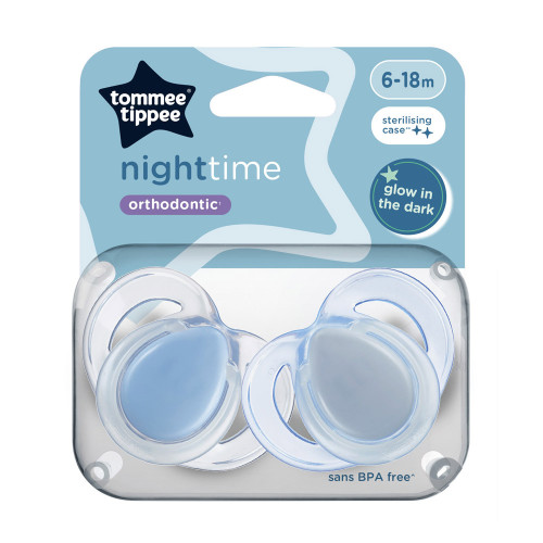 Tommee Tippee cumi Night Time 6-18 kék