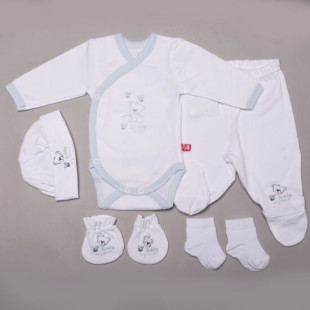 Teddy hazahozós szett - fehér-kék