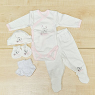 Teddy hazahozós szett - Fehér-rózsaszín