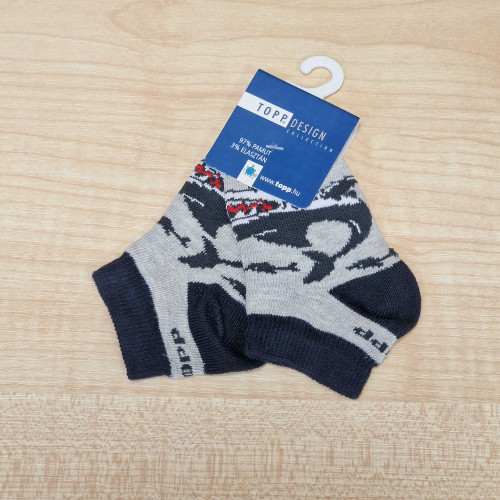 Topp bébi titokzokni sötétkék-szürke cápa