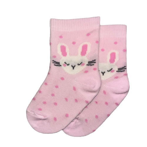 Topp bébi zokni rózsaszín-pettyes nyuszi