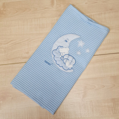 Trimex waffle takaró kék - Holdon alvó maci