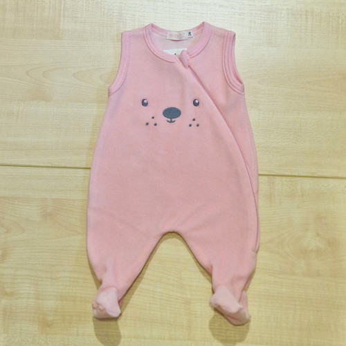 Plüss rugdalózó ujjatlan - rózsaszín macipofi 56