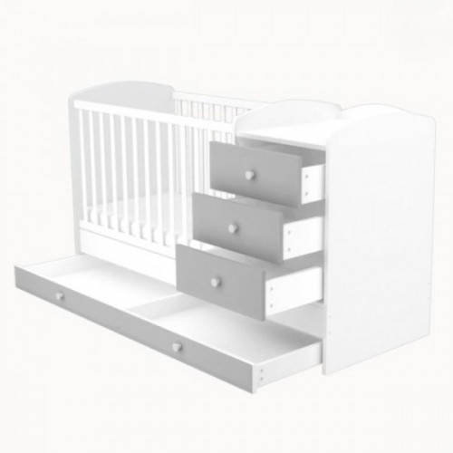 Ágy Erik 3 fiókos kombinált ezüst-fehér