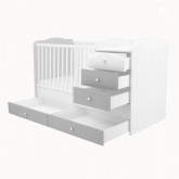 Ágy Erik maxi-kombi 5 fiókos ezüst-fehér