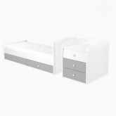 Ágy Erik maxi-kombi 5 fiókos ezüst-fehér