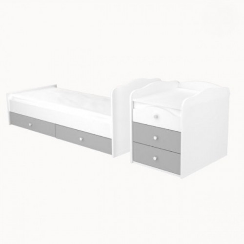 Ágy Erik maxi-kombi 5 fiókos ezüst-fehér