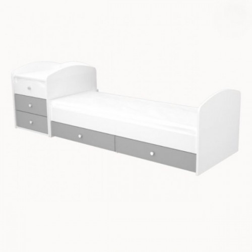 Ágy Erik maxi-kombi 5 fiókos ezüst-fehér