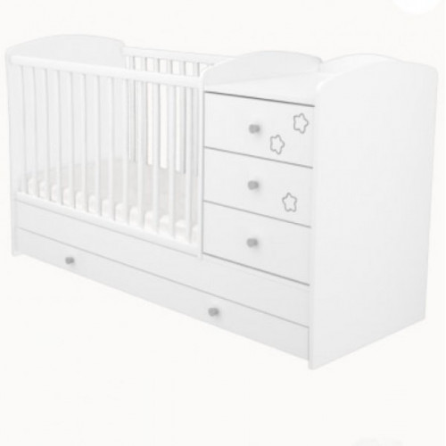 Ágy Félix 3 fiókos kombinált fehér-csillagos