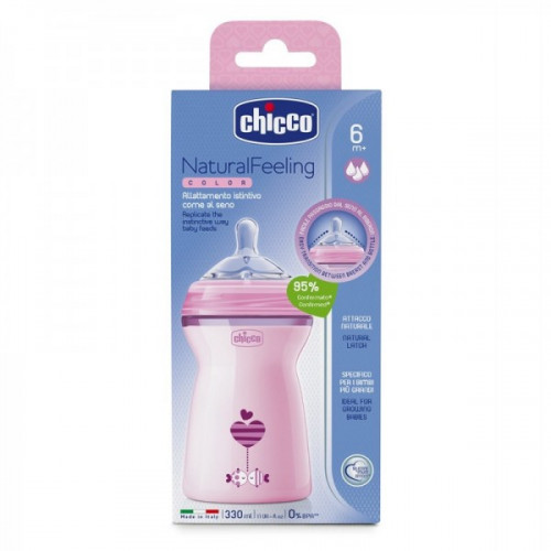 Chicco naturalfeeling cumisüveg pink 330 ml