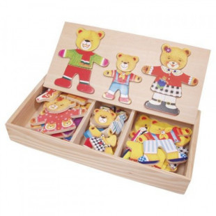 Fa öltöztetős maci család