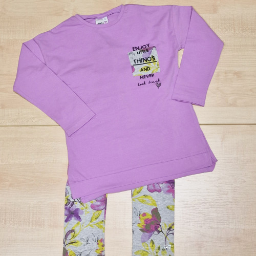 Ido tunika + leggings lila virágos