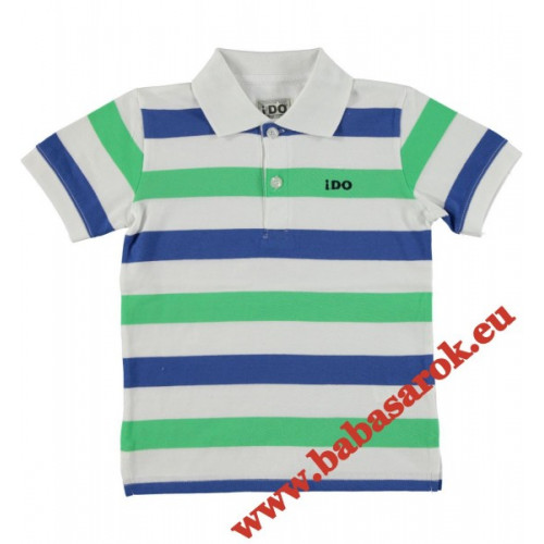 Ido fiú póló galléros csíkos zöld-fehér-kék