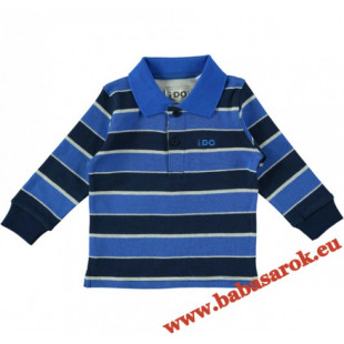 Ido galléros póló kék-szürke-sötétkék csíkos