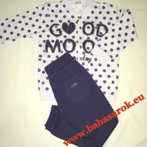 Ido lány szabadidő fehér lila pöttyös