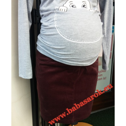 Kismama bársony szoknya bordó