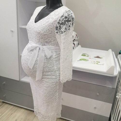 Kismama csipkeruha fehér - háromnegyedes ujjú