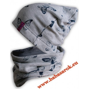 Mikka lányka sapka sállal lepkés