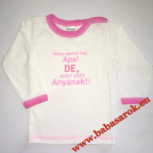 Scamp póló rózsa-fehér nincs semmi baj... vállpatentos