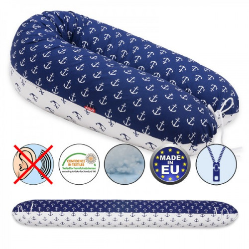 Scamp szoptatós párna pamut sötétkék-fehér vasmacskák