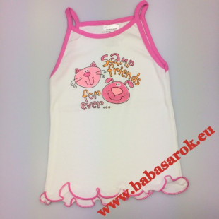 Scamp trikó spagettipántos pink-fehér cica-kutya